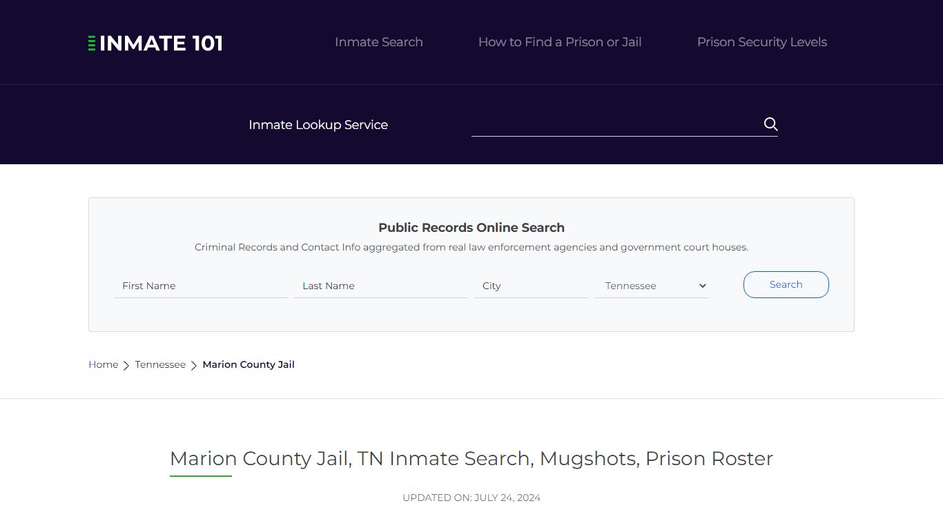 Marion County Jail, TN Inmate Search, Mugshots, Prison Roster