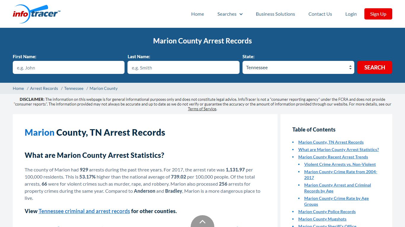 Marion County, TN Arrests, Mugshots & Jail Records - InfoTracer