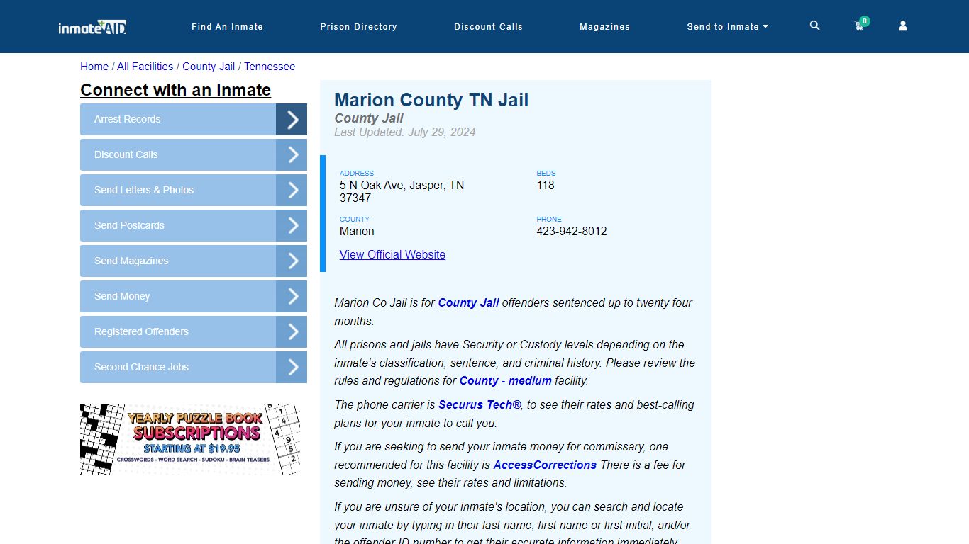 Marion County TN Jail - Inmate Locator