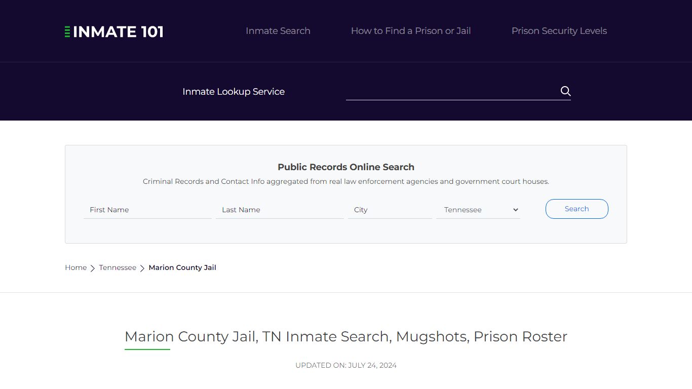 Marion County Jail, TN Inmate Search, Mugshots, Prison Roster