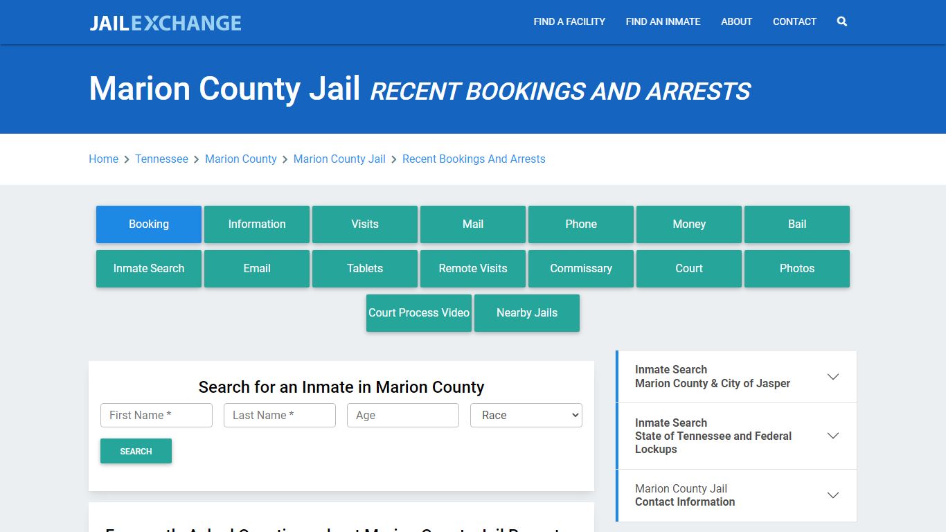 Marion County Jail TN Recent Arrests and Bookings - Jail Exchange